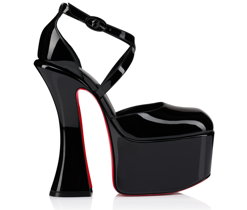 Christian Louboutin Aquadorcet 160 Black Patent Platform Strap Heel Pump 40